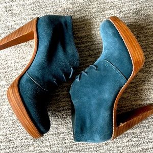 Cole Haan Blue Suede Platform Booties